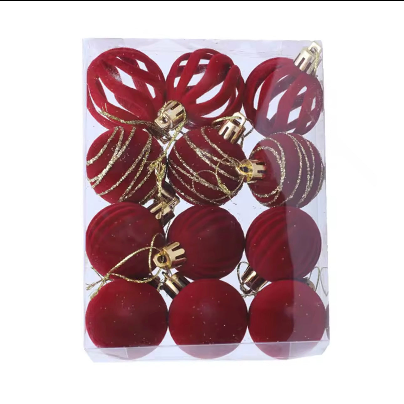 Zenora 6/12pcs Velvet Flocked Christmas Ball Hanging Ornaments