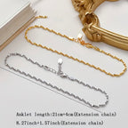 925 Silver & 14K Gold Snake Bone Anklet