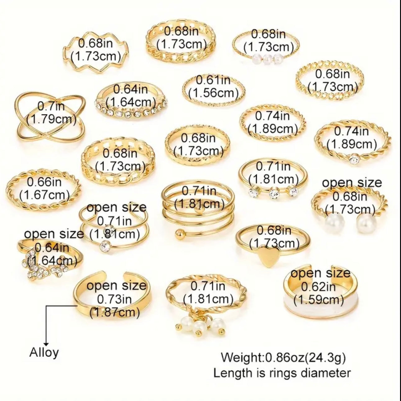 Haute Chic 62-Piece Stackable Ring Set