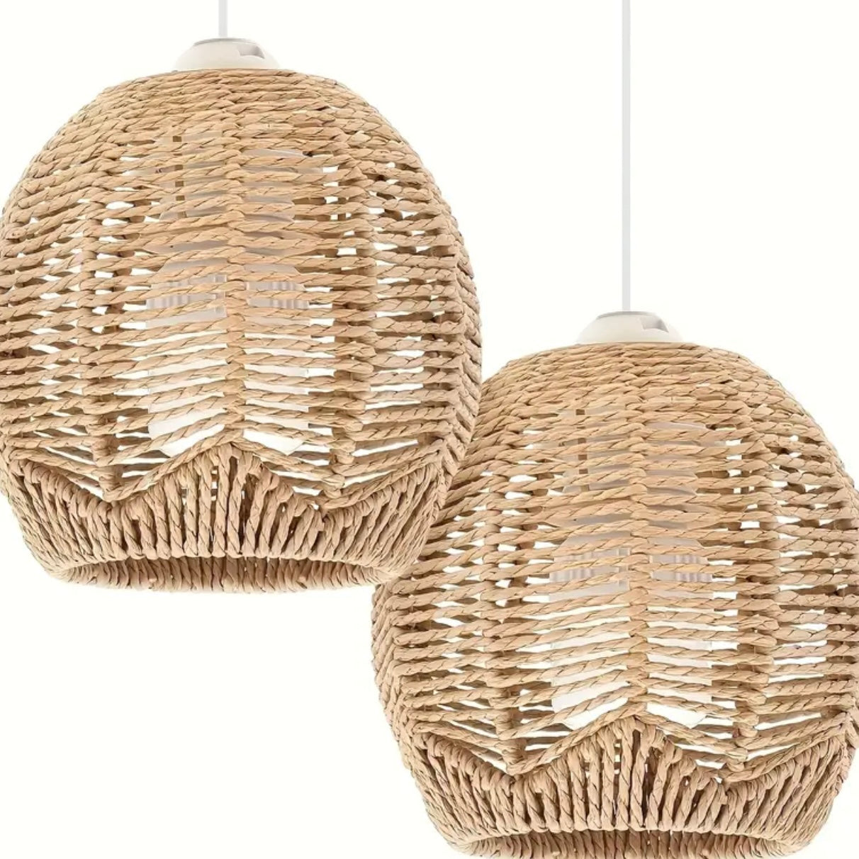 Bohemian Rattan Pendant Light Shade Set (2pcs)