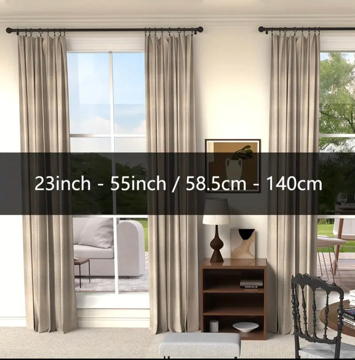 Zenora Adjustable Curtain Rod Bracket Set with Decorative Small Ball Finials