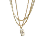 Noir 3pcs Twisted Water Wave & Square Pendant Necklace Set for Women