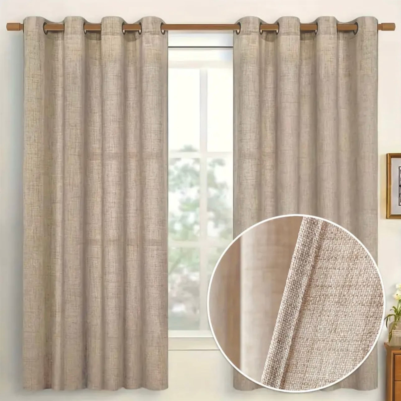 Zenora Faux Natural Linen Curtain