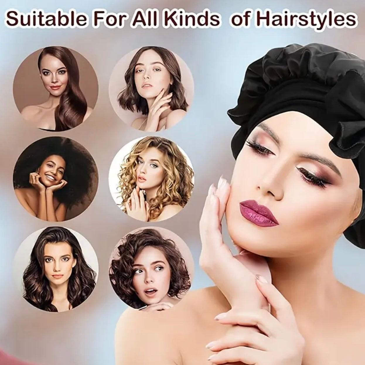 Zenora 3-Piece Colorful Elastic Sleep Cap Set