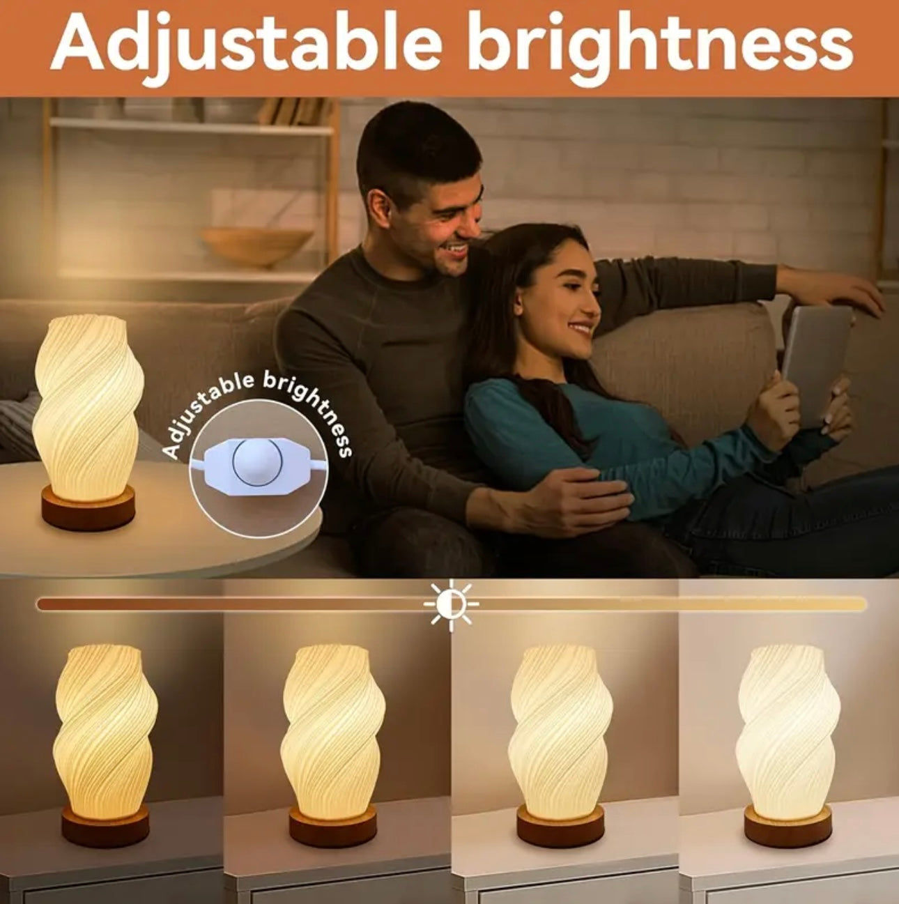 Zenora Retro Bedside Vase Lamp with Wooden Base