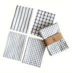 Zenora 4-Piece Black & White Striped Kitchen Towel Set