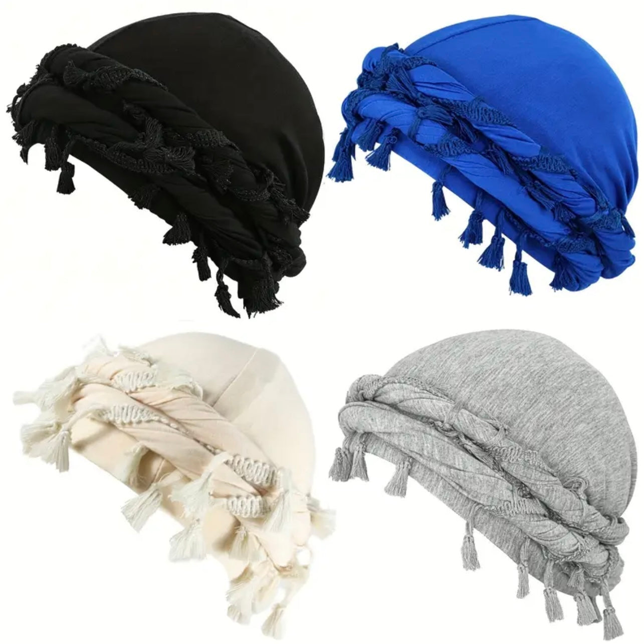4pcs Funky Retro Tassel Headbands & Pirate Hats