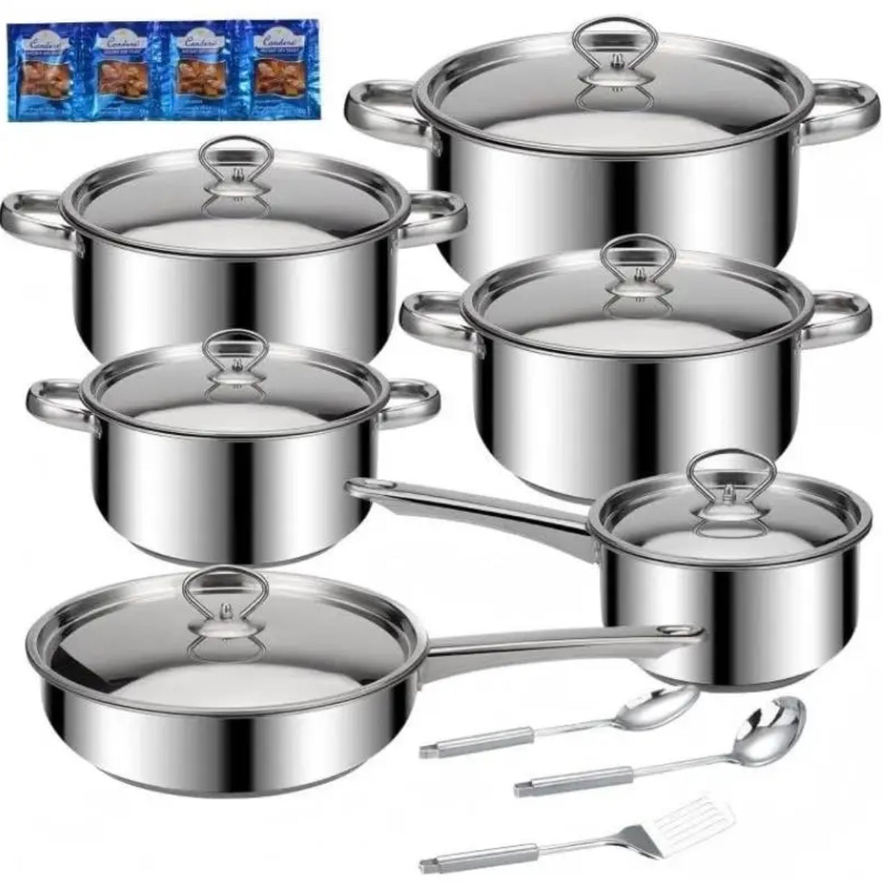 Zenora 15-Piece Stainless Steel Cookware Set with Instant Yeast