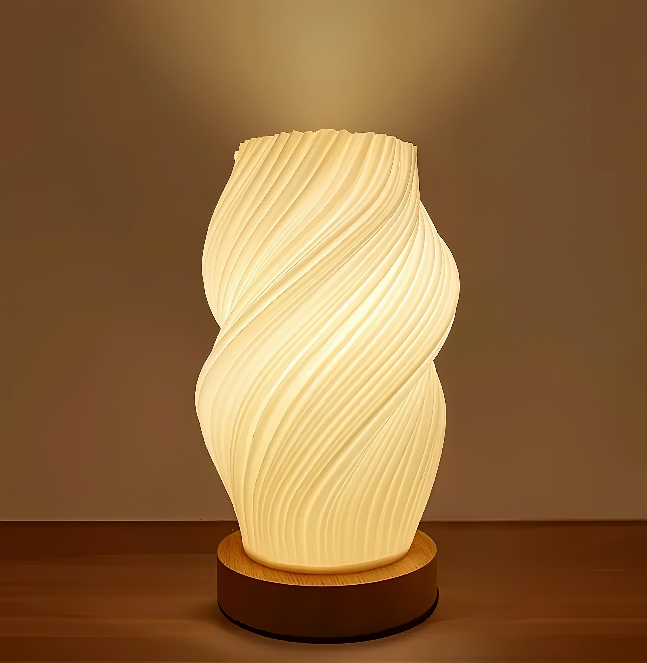Zenora Retro Bedside Vase Lamp with Wooden Base