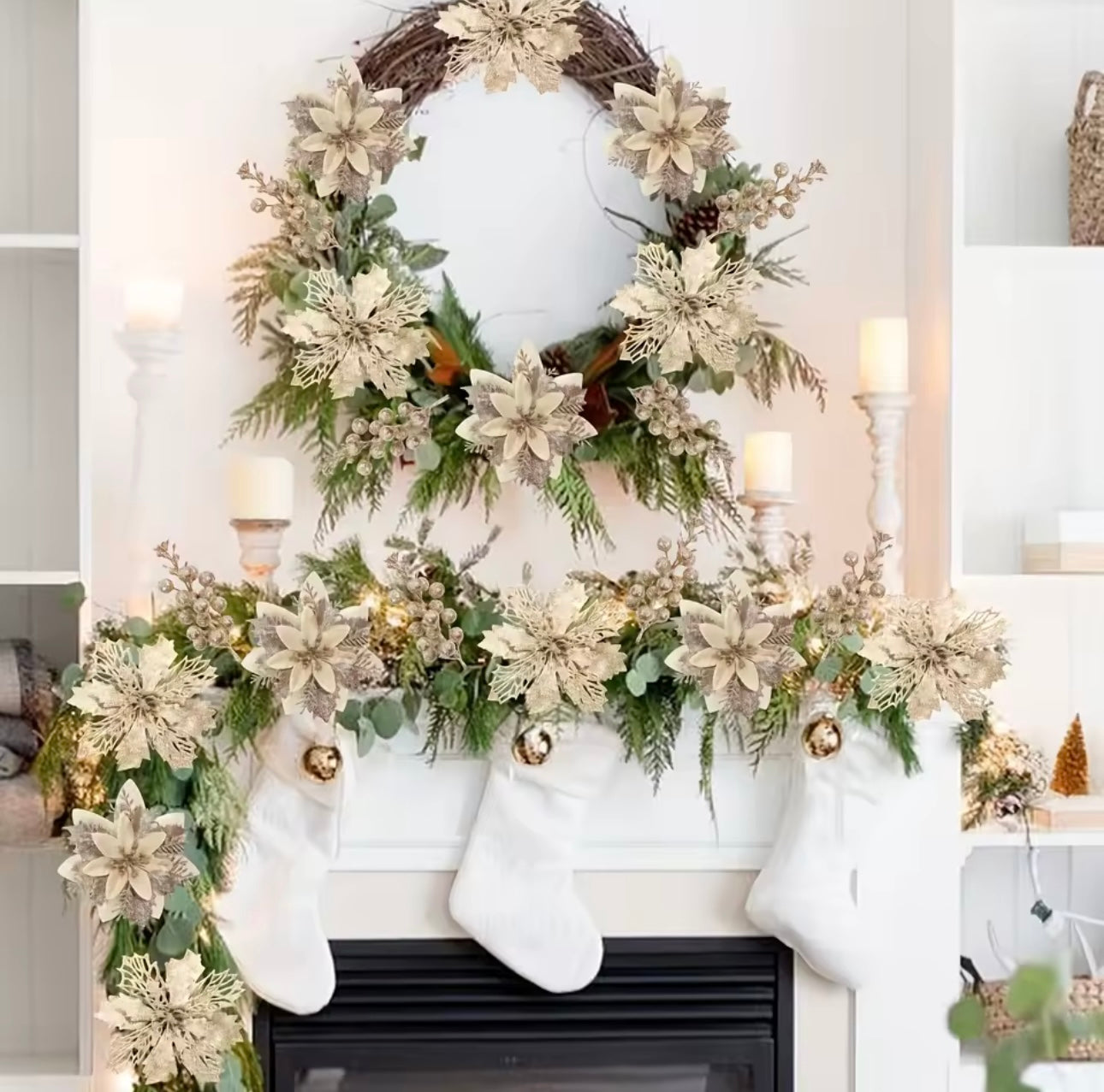 Zenora 21pcs Christmas Artificial Flower & Berry Bouquet Set