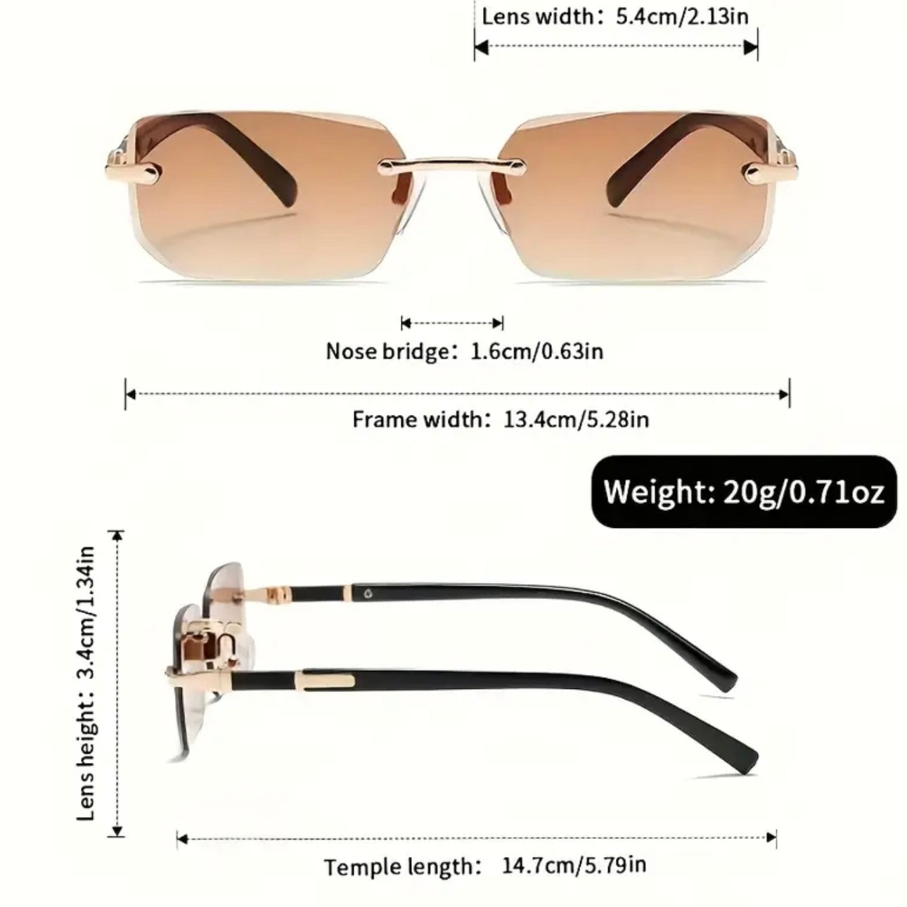 5 Sets Unisex Rimless Flat Frame Glasses