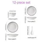 Zenora 12-Piece Black & White Ceramic Dinnerware Set