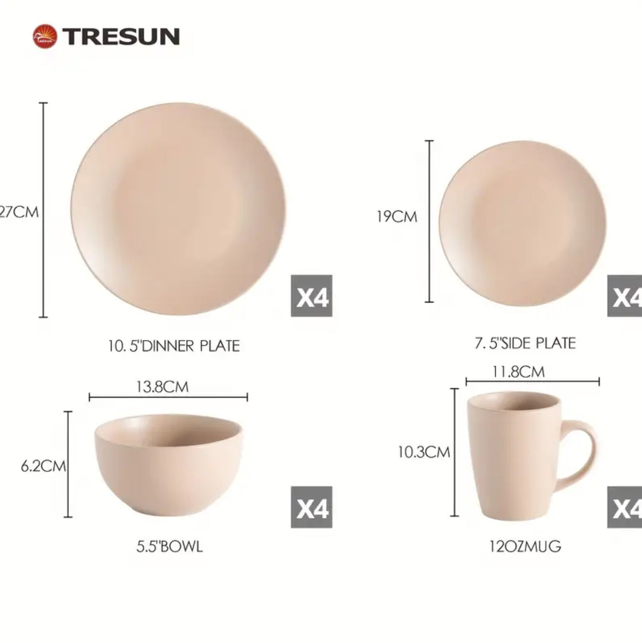 Zenora 16pcs Luxury Ceramic Dinnerware Set