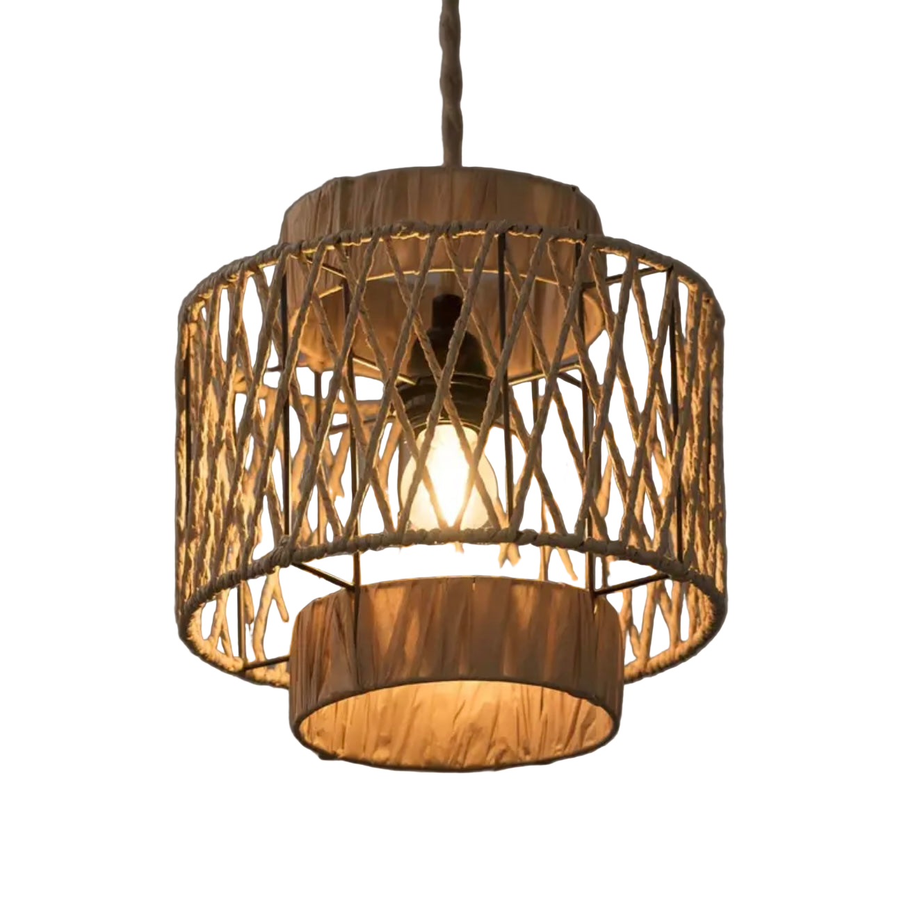 Zenora Chinese Retro Hand-Woven Paper Rope Chandelier Lampshade