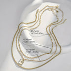 Noir 3pcs Twisted Water Wave & Square Pendant Necklace Set for Women