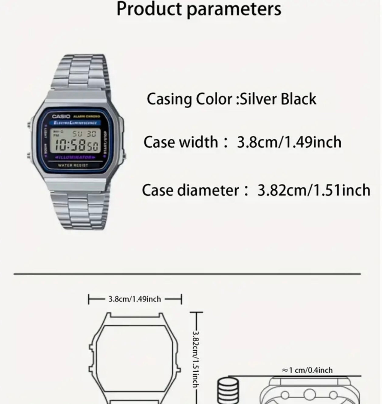 Casio Retro Square Digital Watch – A168 Series Vintage Quartz