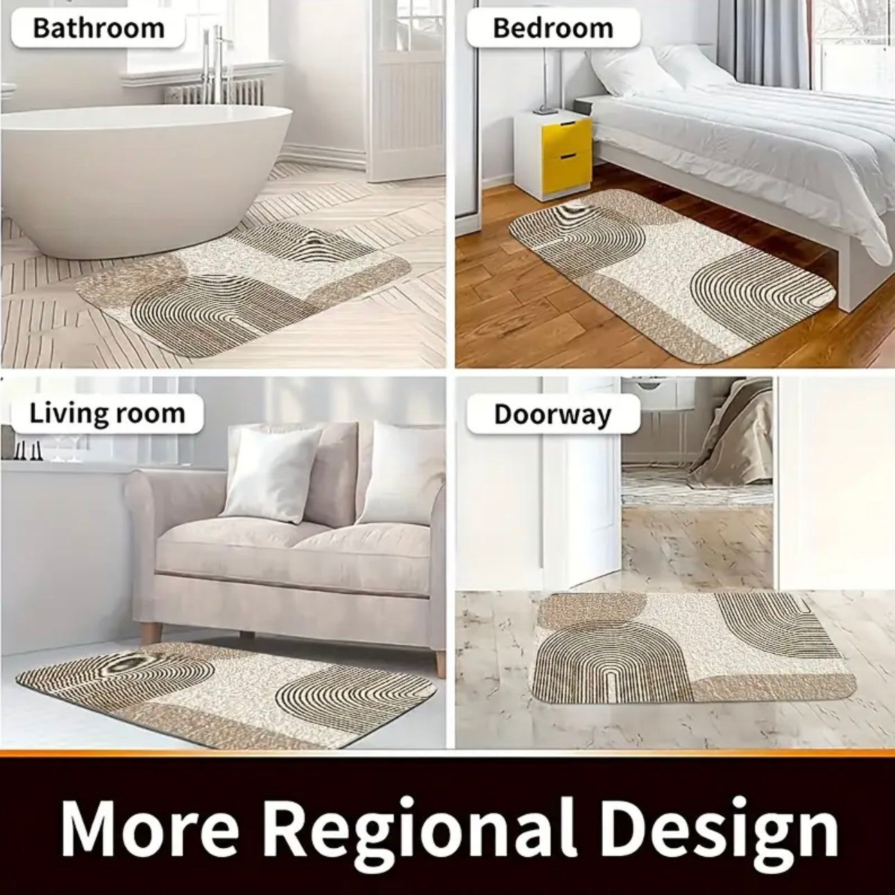 Zenora 4-Piece Modern Minimalist Bathroom Mat Set