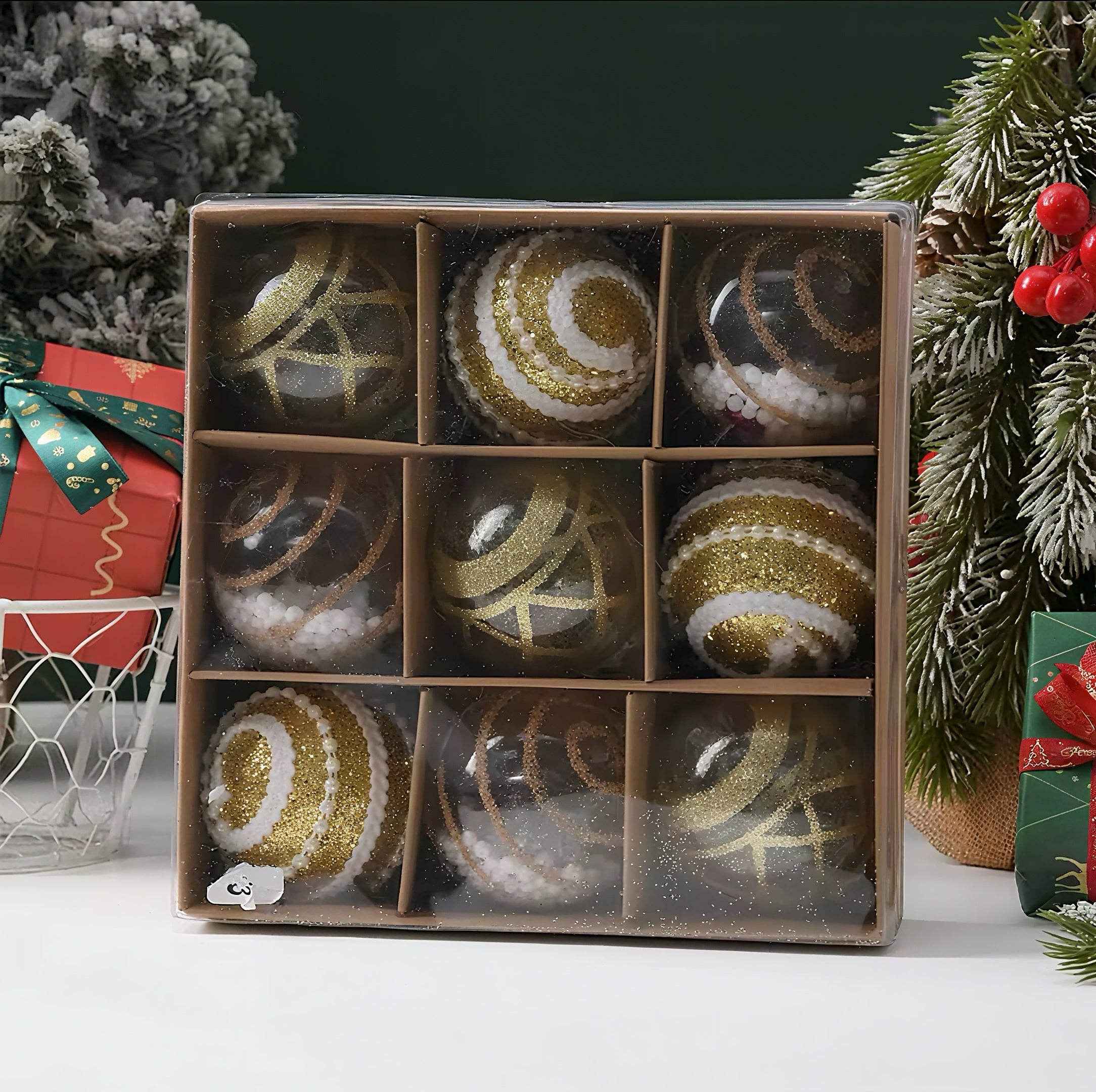 Zenora Gold Christmas Ball Ornament Set