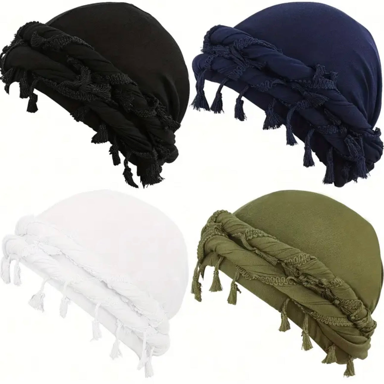 4pcs Funky Retro Tassel Headbands & Pirate Hats