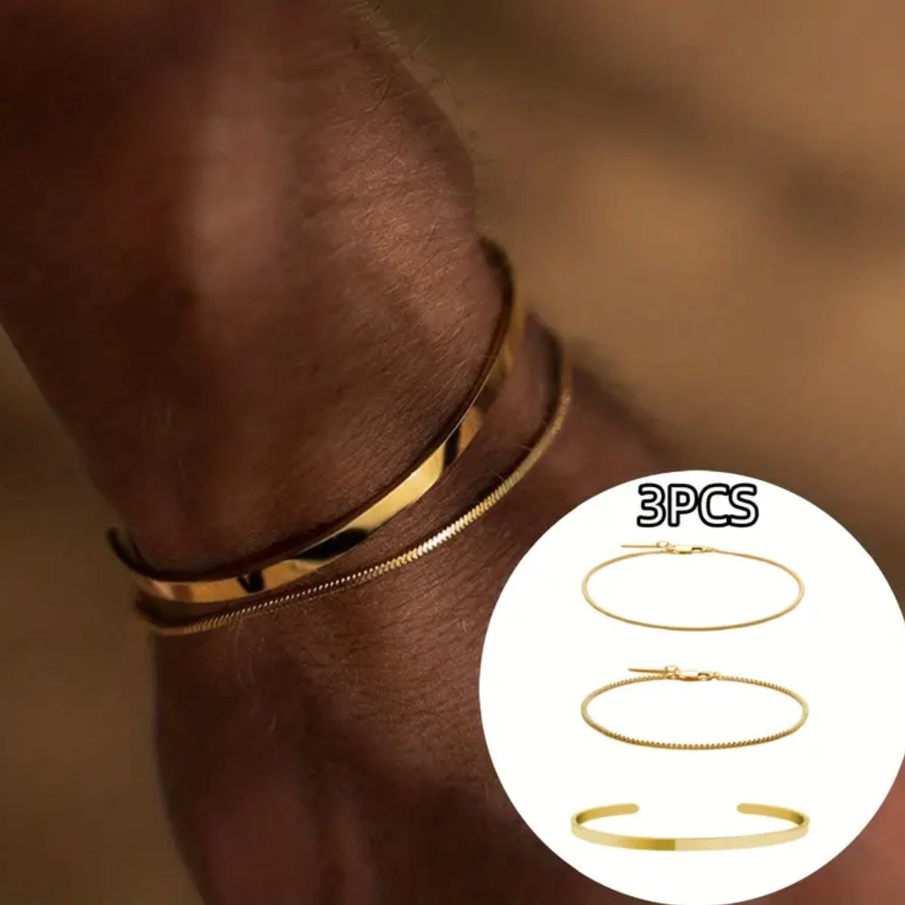 3pcs Fashionable Stacking Bracelet Set