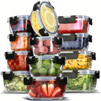Zenora 24-Piece Glass Crisper Set (12 Bowls + 12 Lids)