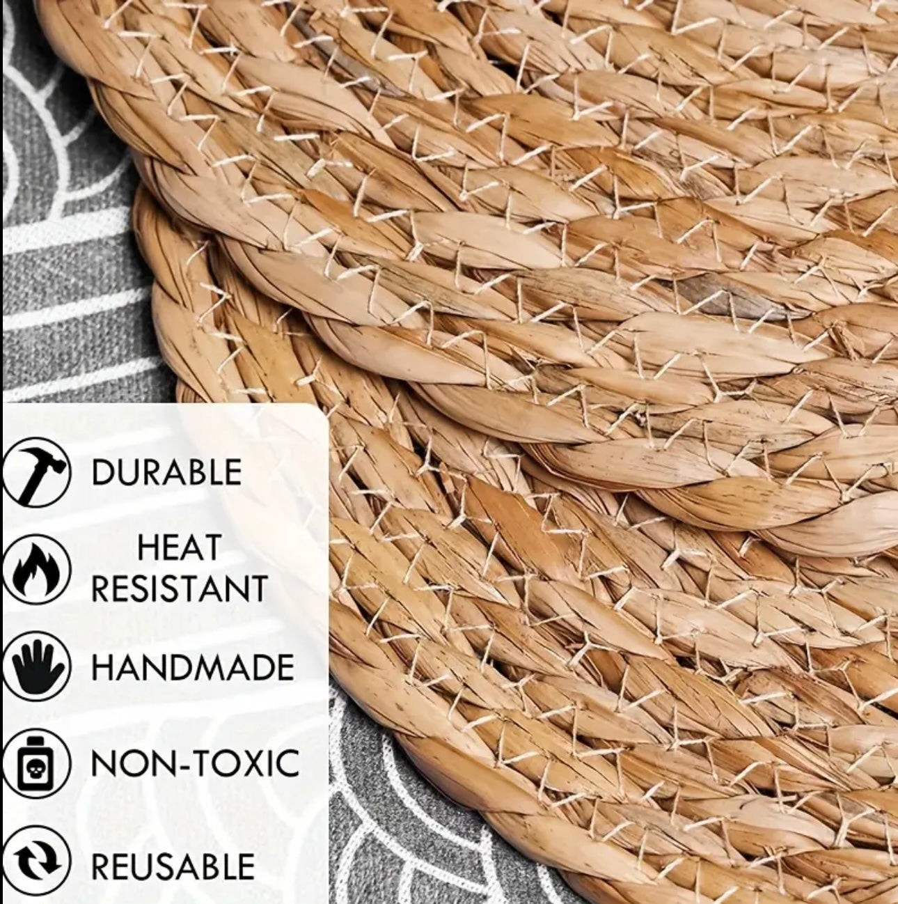 Zenora 10-Piece Natural Wheat Straw Placemat Set