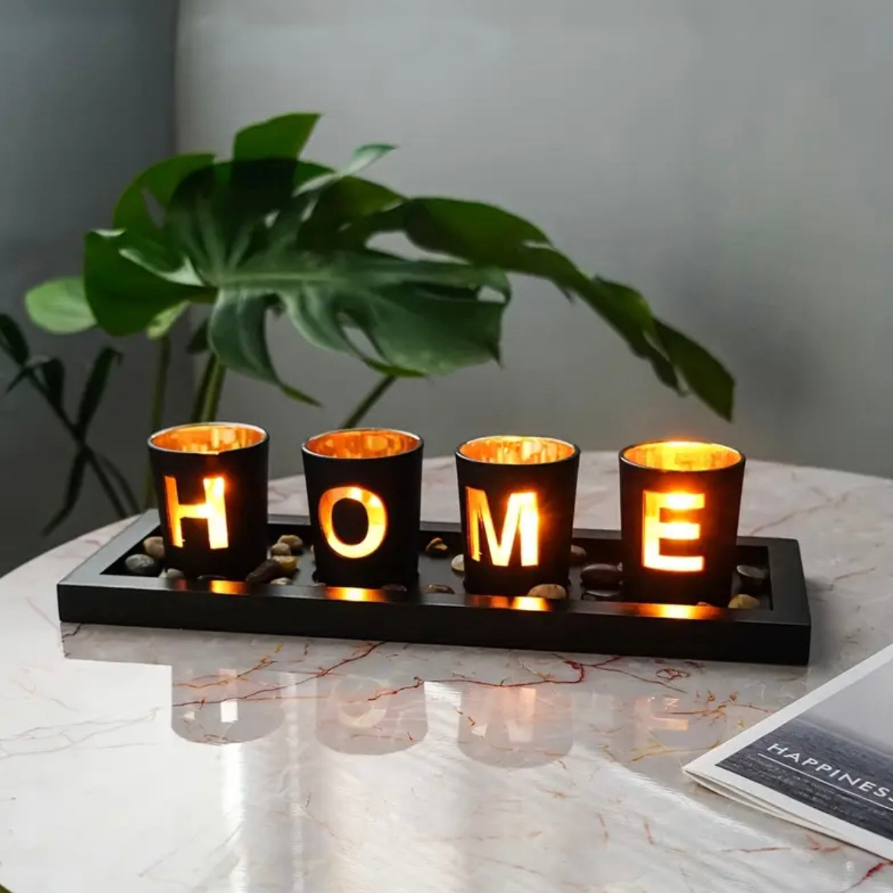 Zenora Wooden & Glass Letter Candle Holder