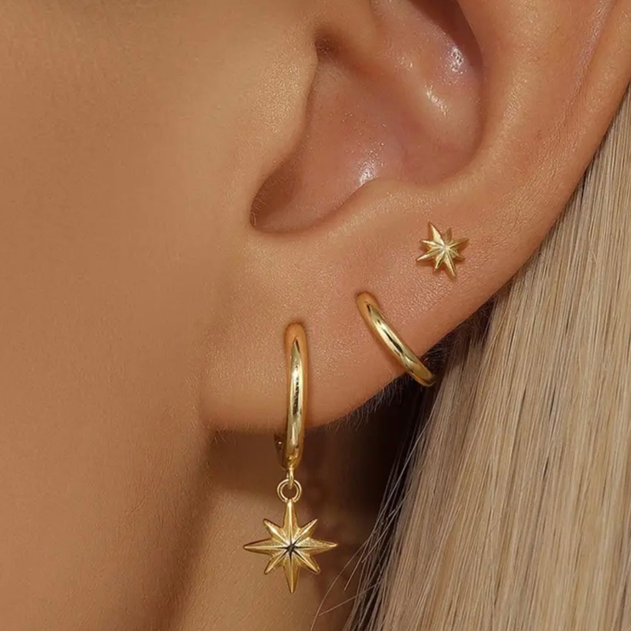 3-Piece Octagonal Star Earring Set