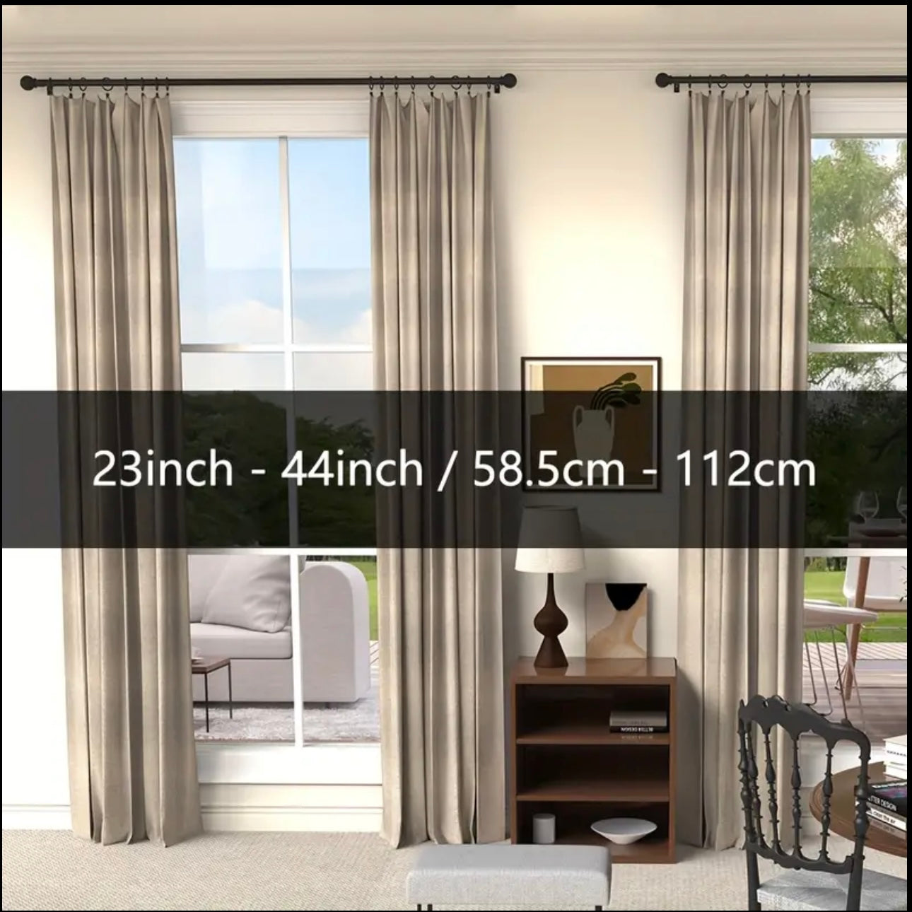 Zenora Adjustable Curtain Rod Bracket Set with Decorative Small Ball Finials