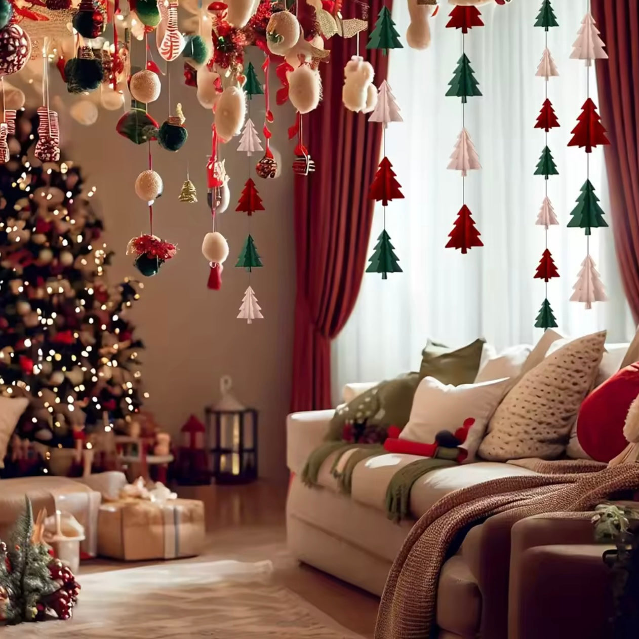 Zenora 3D Christmas Tree Paper Tassel Garland