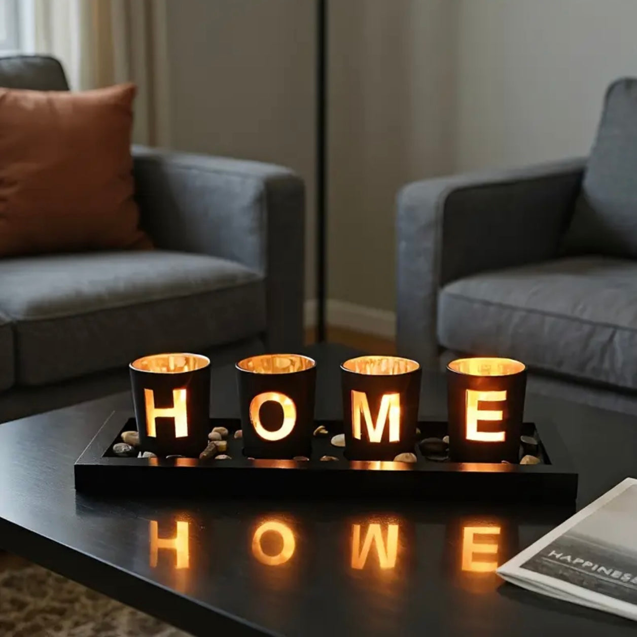 Zenora Wooden & Glass Letter Candle Holder