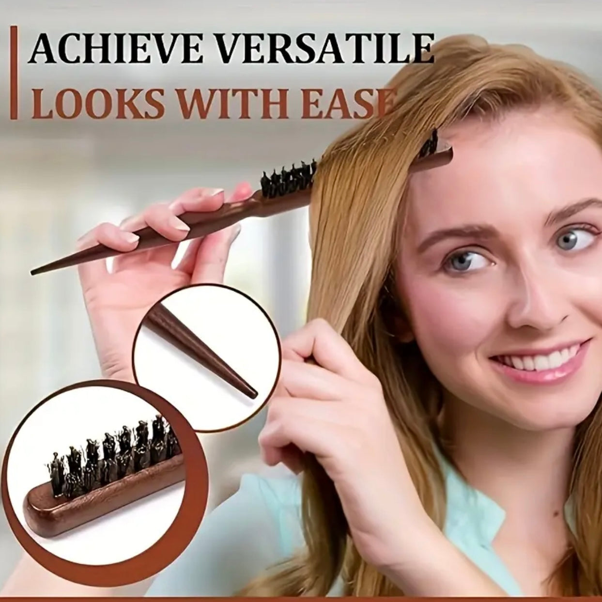 Zenora 5-Piece Deluxe Bristle Hair Brush & Comb Styling Set