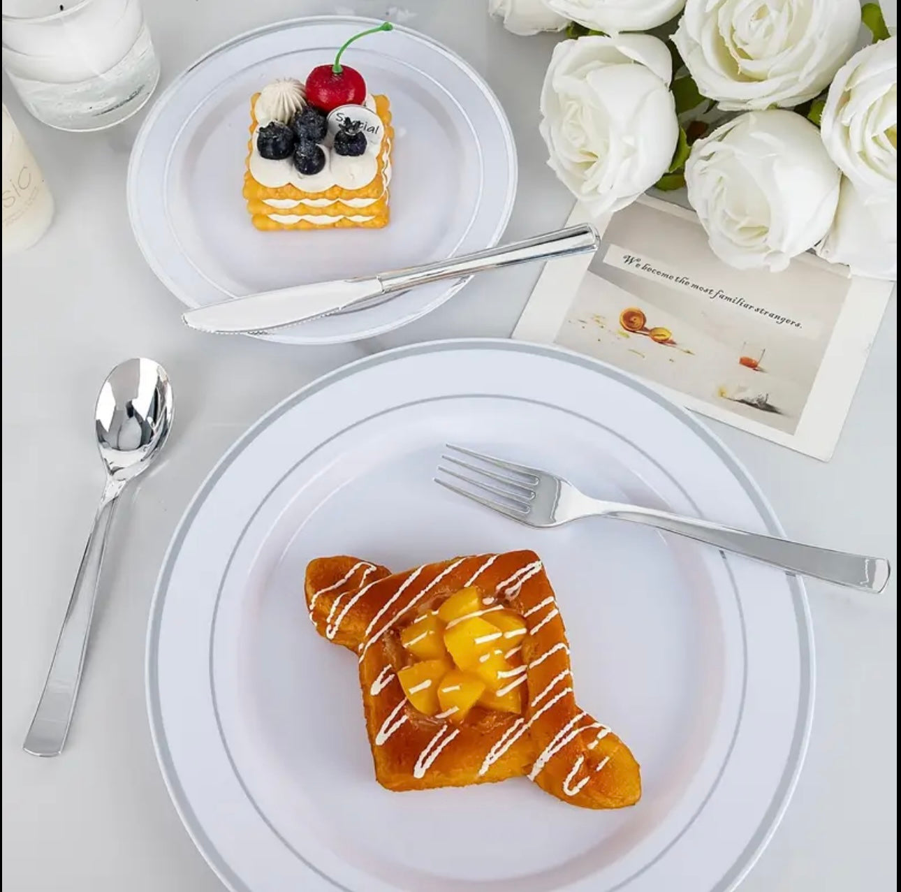 Zenora 180-Piece Silver Plastic Cutlery Set