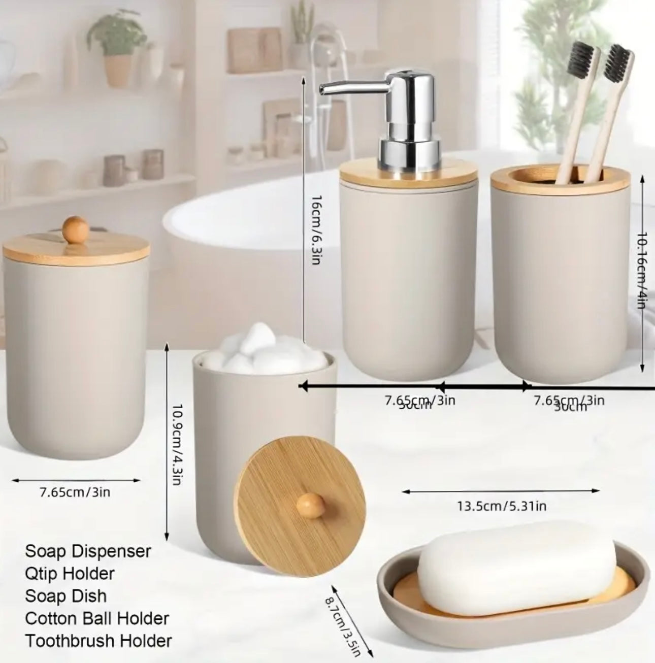 Zenora 5-Piece Plastic Rattan Bathroom Accessory Set