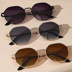 3-pair set of polygonal metal frame fashion glasses