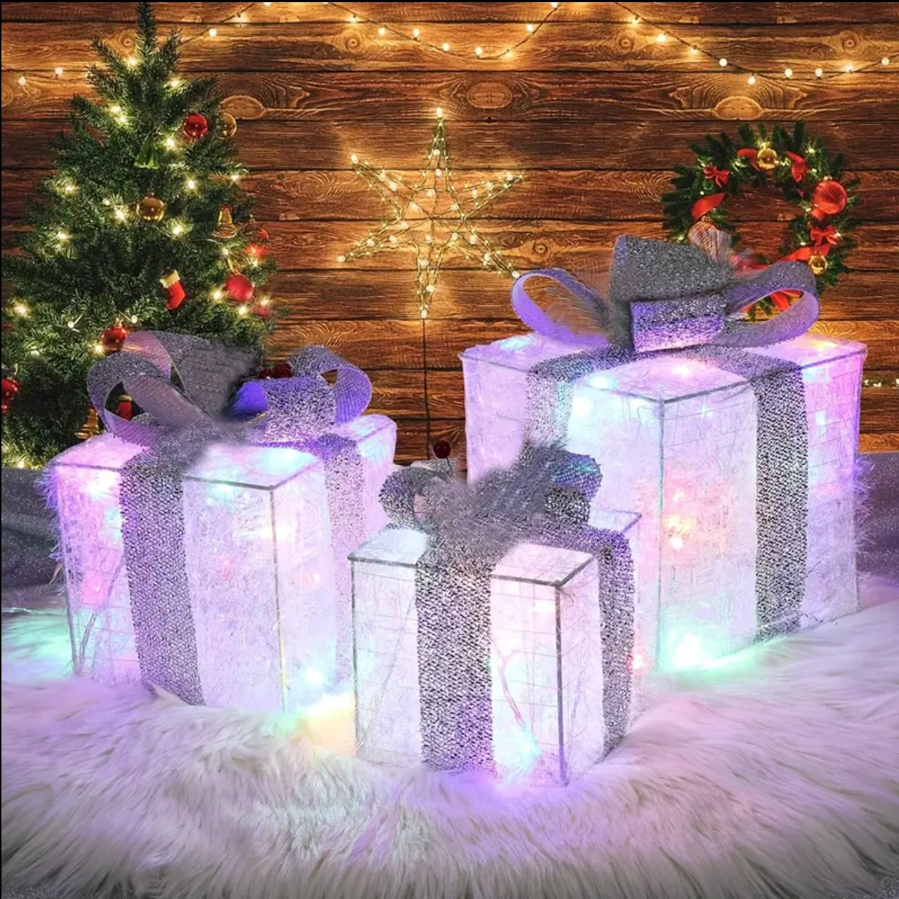 Zenora Set of 3 Light-Up Christmas Gift Boxes