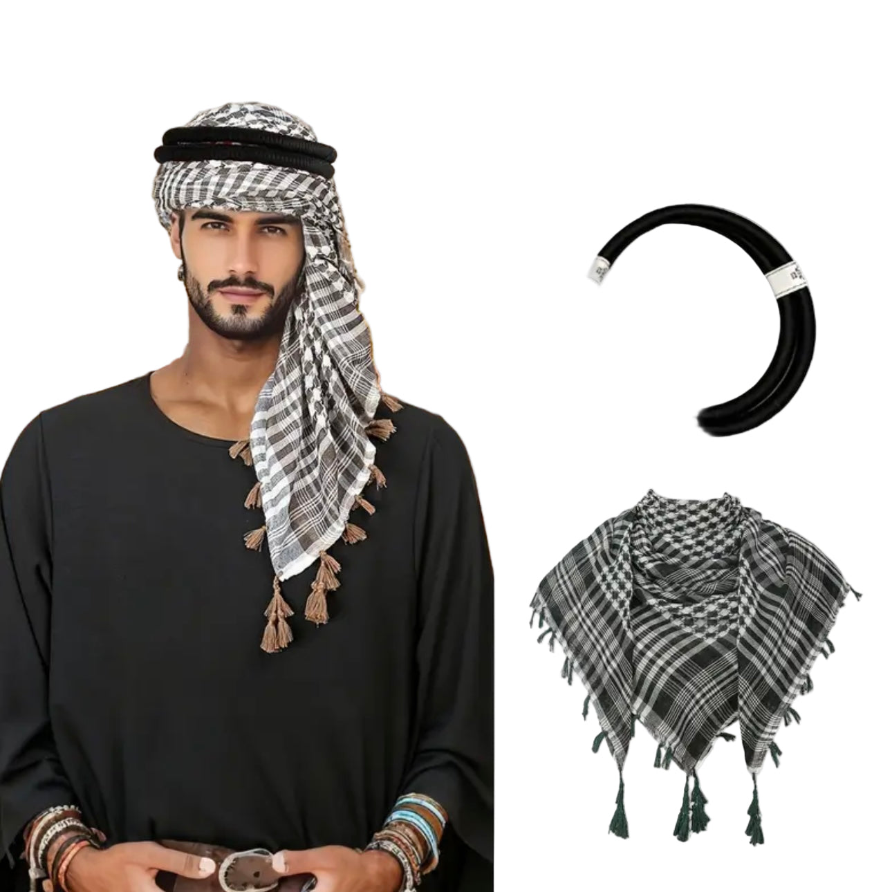 Men’s 2-Piece Arabic Square Scarf Set