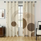 Zenora 2-Piece Beige & Brown Abstract Semi-Transparent Curtains