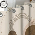 Zenora 2-Piece Beige & Brown Abstract Semi-Transparent Curtains