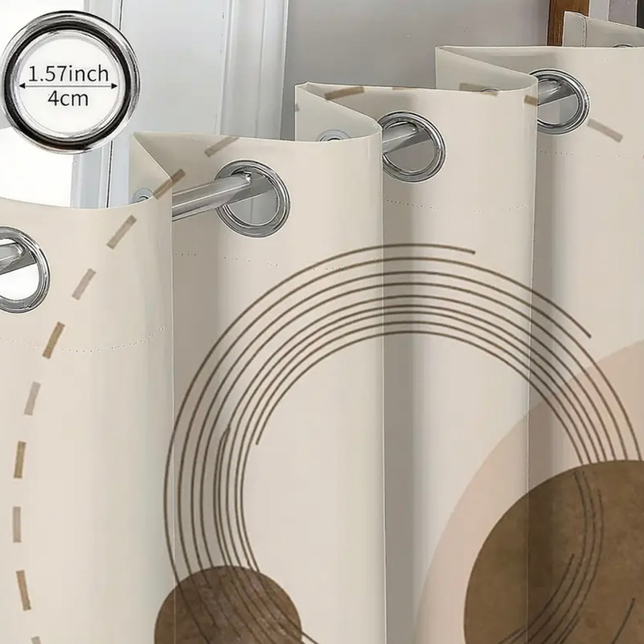 Zenora 2-Piece Beige & Brown Abstract Semi-Transparent Curtains