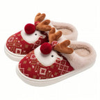 Zenora Cozy Christmas Reindeer Plush Slippers
