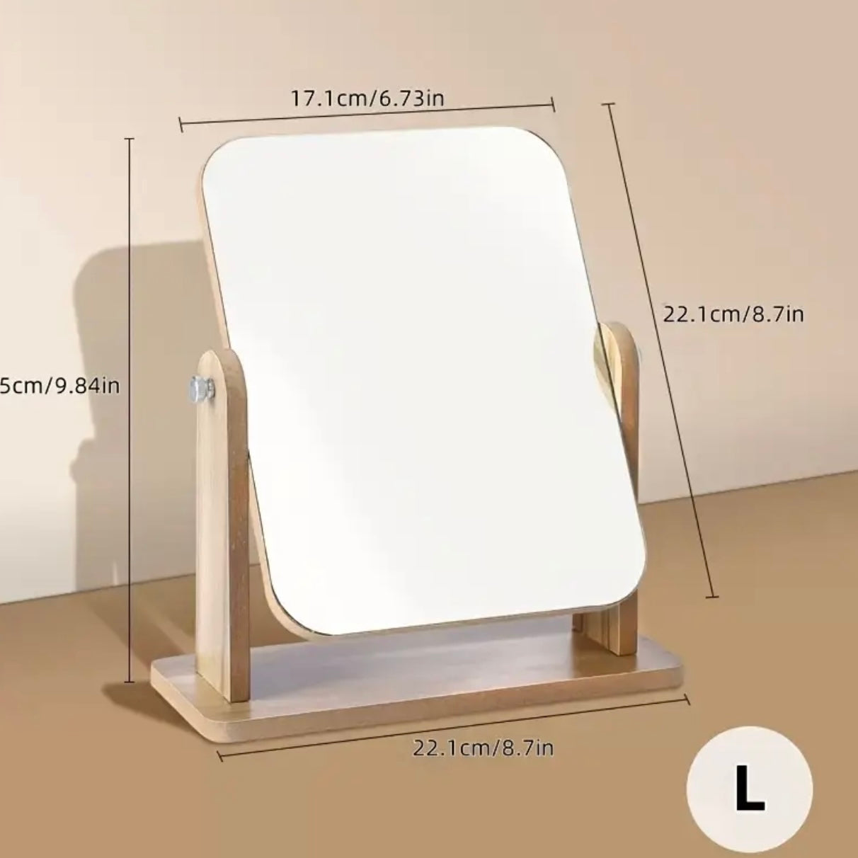 Zenora 360° Rotating HD Makeup Mirror with Woodgrain Finish