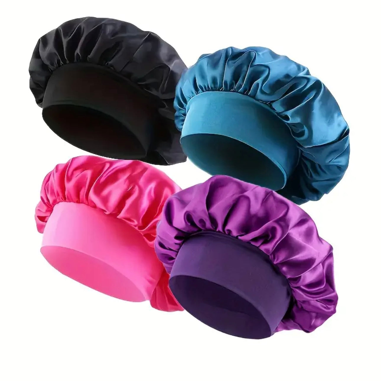 Zenora 4pcs Soft Satin Knit Sleep Beanie Set