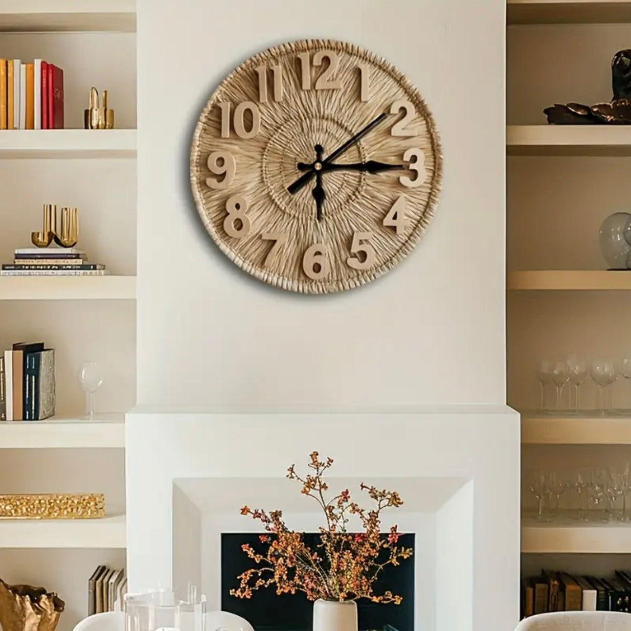 Zenora Rustic Wicker-Look Wall Clock