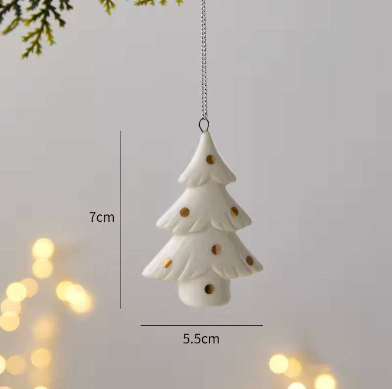 Zenora White Ceramic Christmas Tree Ornaments