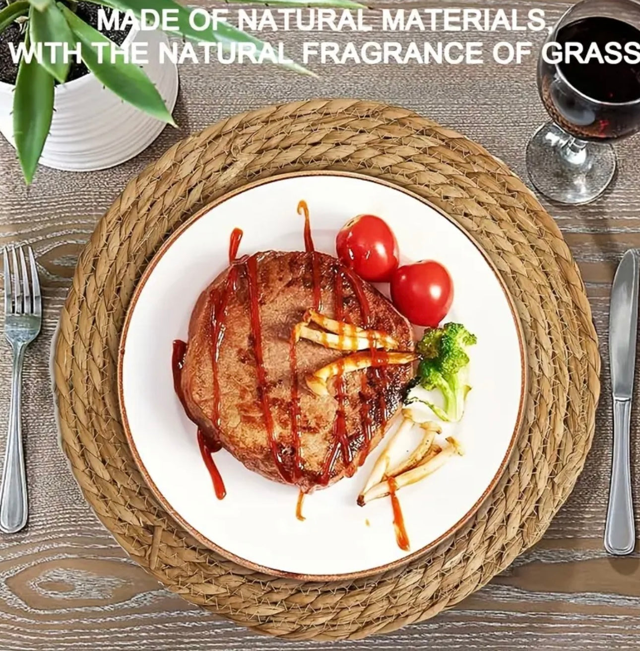 Zenora 10-Piece Natural Wheat Straw Placemat Set
