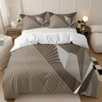 Zenora 2/3-Piece Retro Minimalist Brown Stripe Bedding Set