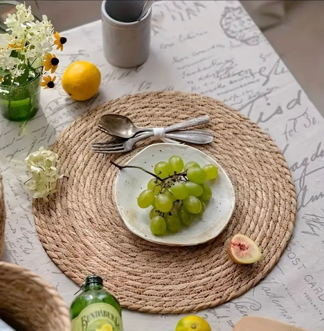 Zenora 10-Piece Natural Wheat Straw Placemat Set