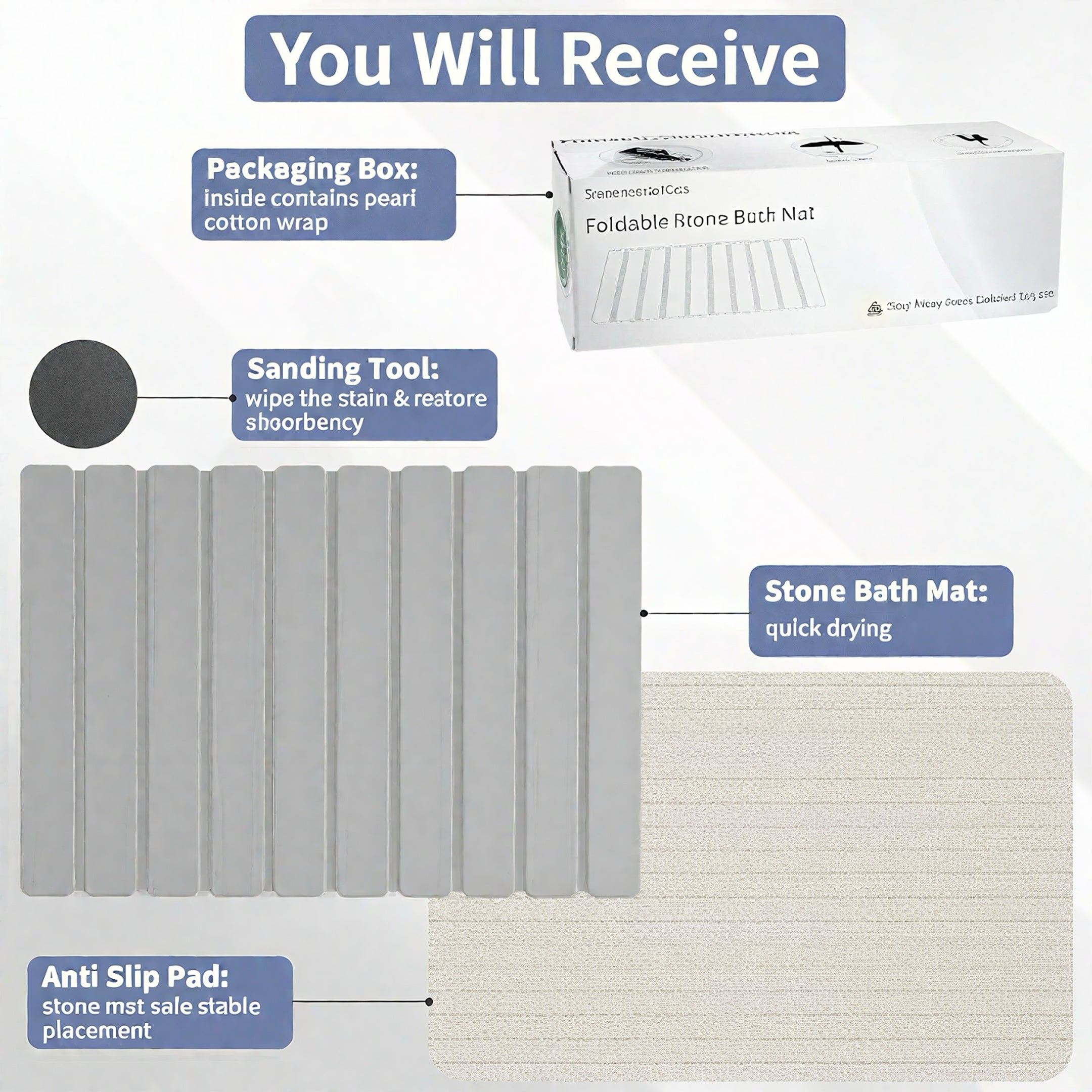 Zenora Foldable Bathroom Stone Matt