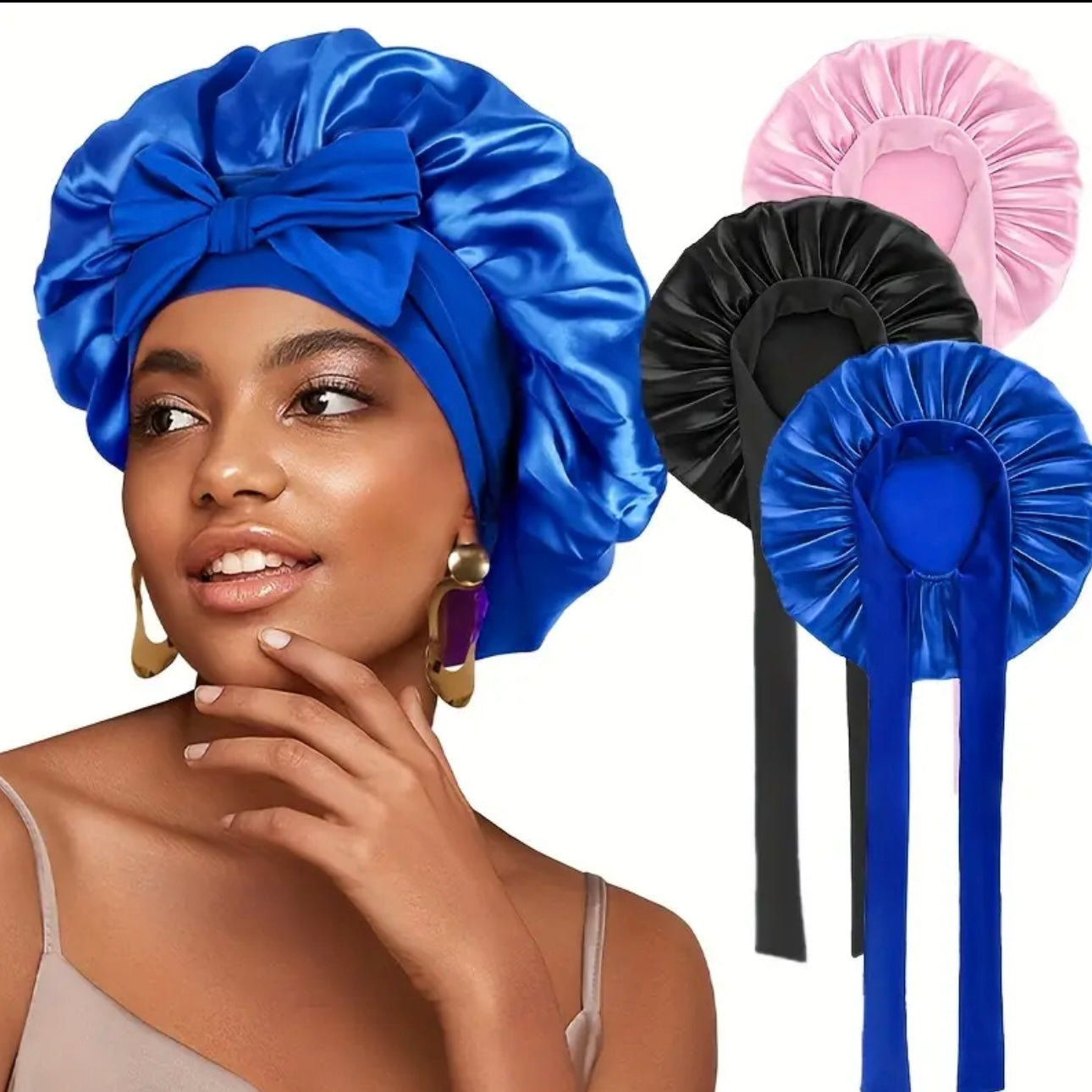 Zenora 3-Piece Colorful Elastic Sleep Cap Set